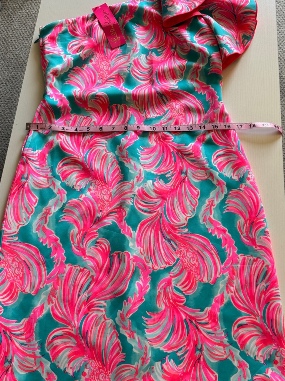 NWT Lilly Pulitzer One-Shoulder Dress in Pink and Blue - Picture 11 of 11